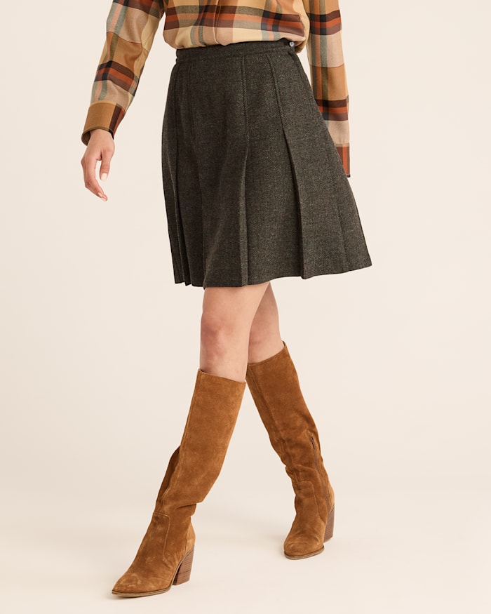 WOMEN'S BOX PLEAT WOOL SKIRT